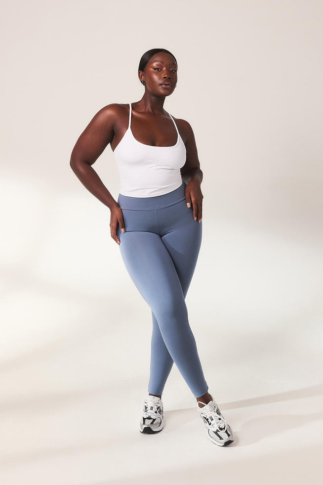 Lightweight Everyday High Waisted Leggings - Steel Blue