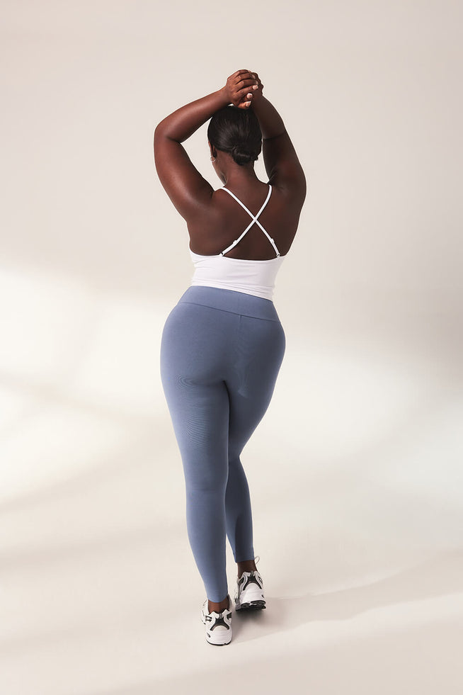 Curve Lightweight Everyday High Waisted Leggings - Steel Blue