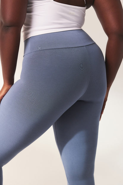 Lightweight Everyday High Waisted Leggings - Steel Blue