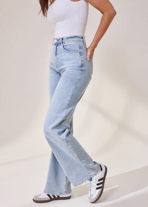 Wide Leg Jeans - Light Bleach