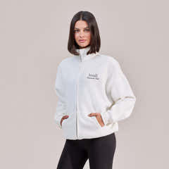 Organic Funnel Neck Zip Through - Off White