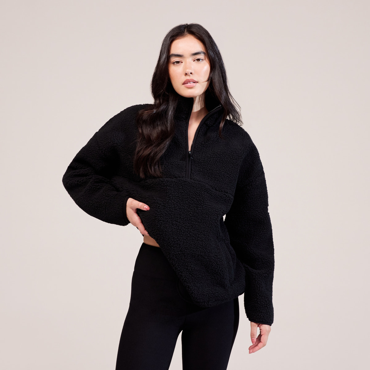 Borg 1/4 Zip Fleece - Black