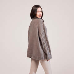 Cable Knit 1/4 Zip Jumper - Mocha