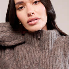 Cable Knit 1/4 Zip Jumper - Mocha
