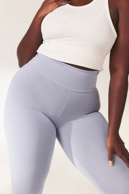 Lightweight Everyday High Waisted Leggings - Powder Blue