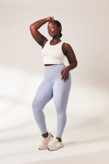 Lightweight Everyday High Waisted Leggings - Powder Blue