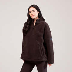 Borg 1/4 Zip Fleece - Espresso Brown