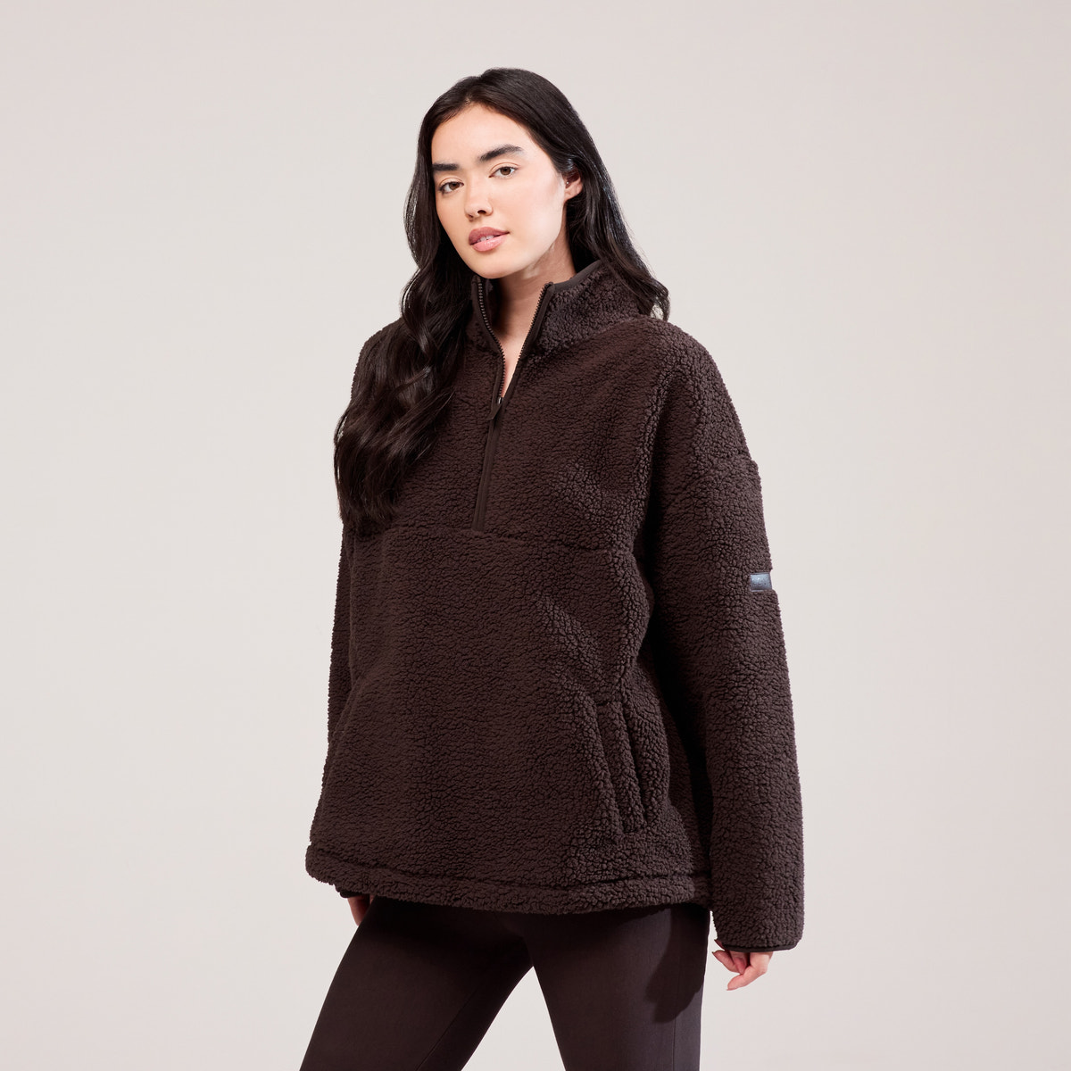 Borg 1/4 Zip Fleece - Espresso Brown