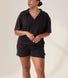 Curve Lightweight Collared Knit Set - Black