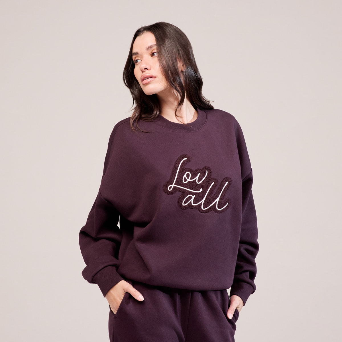 Heavyweight Oversized Sweatshirt Script - Wine