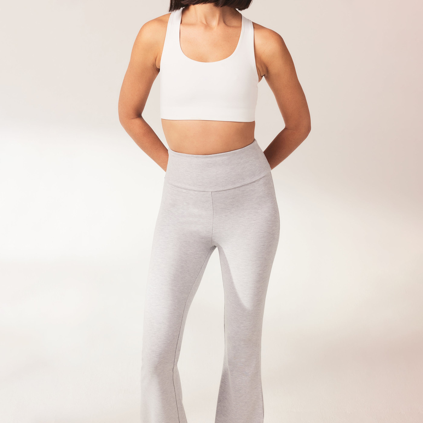 Lightweight Flare Leggings - Light Grey Marl