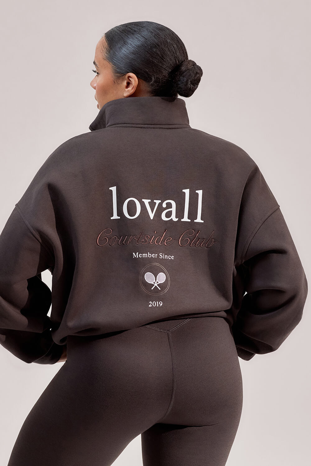 Organic Funnel Neck Zip Through - Black Coffee