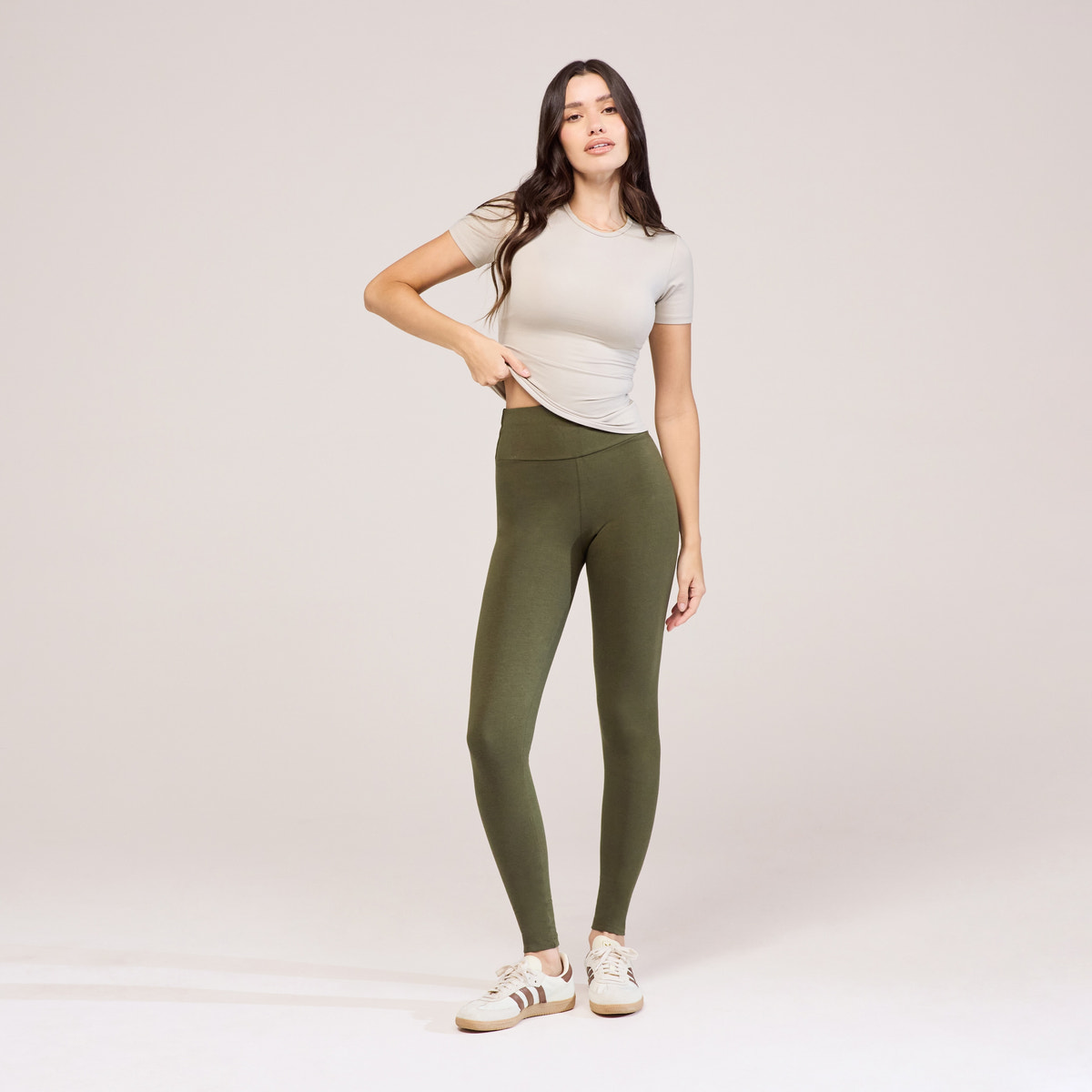 Everyday High Waisted Leggings - Khaki Green