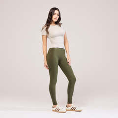 Everyday High Waisted Leggings - Khaki Green