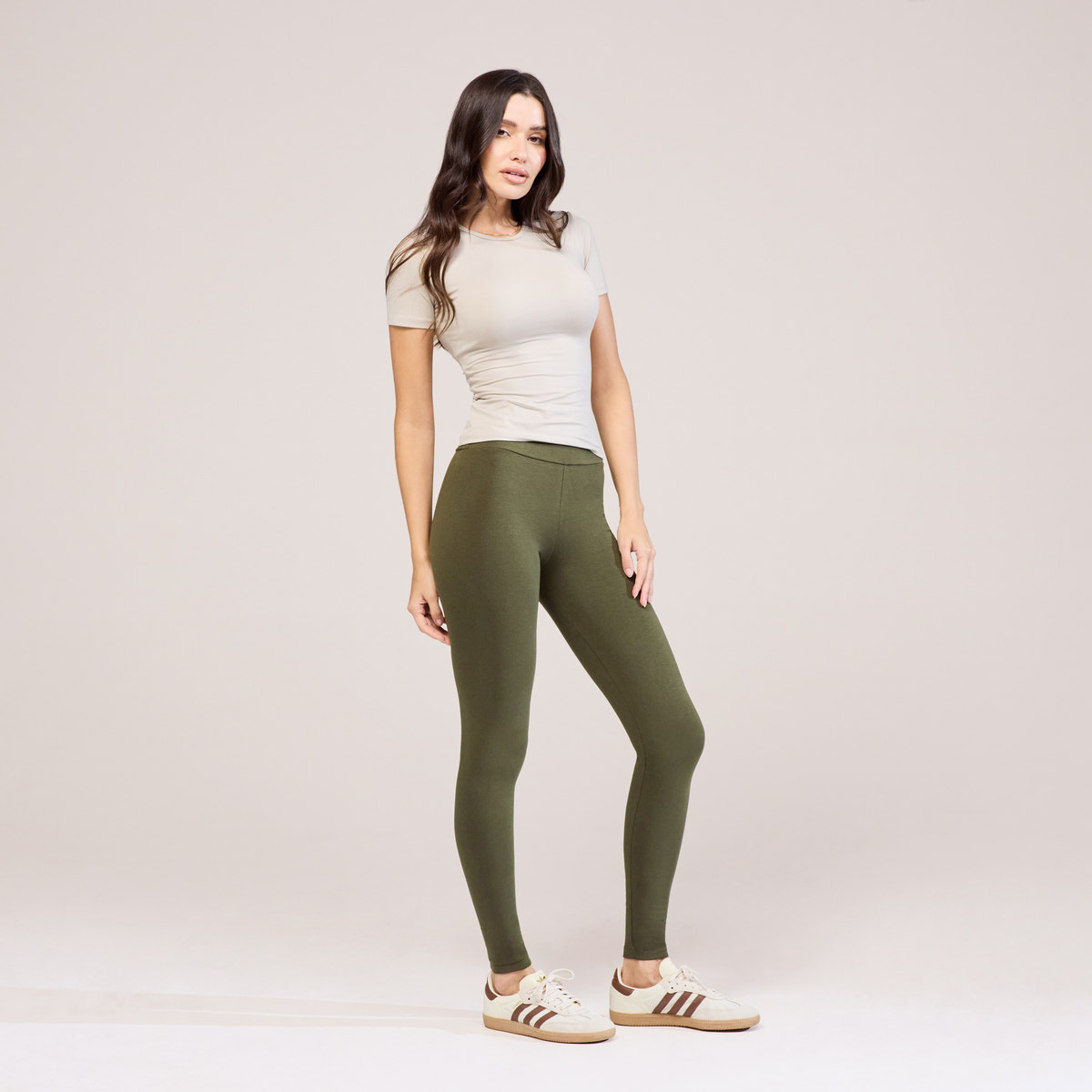Everyday High Waisted Leggings - Khaki Green
