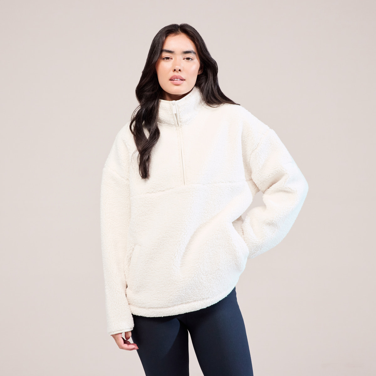 Borg 1/4 Zip Fleece - Snow White