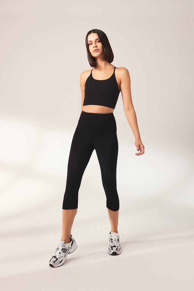 Cropped Lightweight Leggings - Black