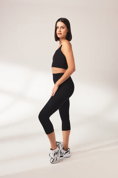 Cropped Lightweight Leggings - Black