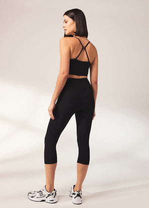 Cropped Lightweight Leggings - Black