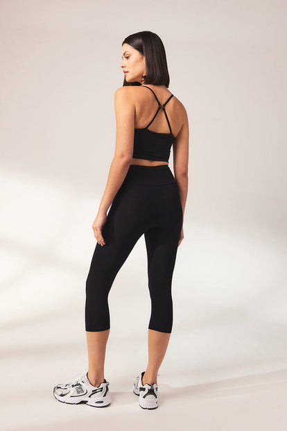 Cropped Lightweight Leggings - Black