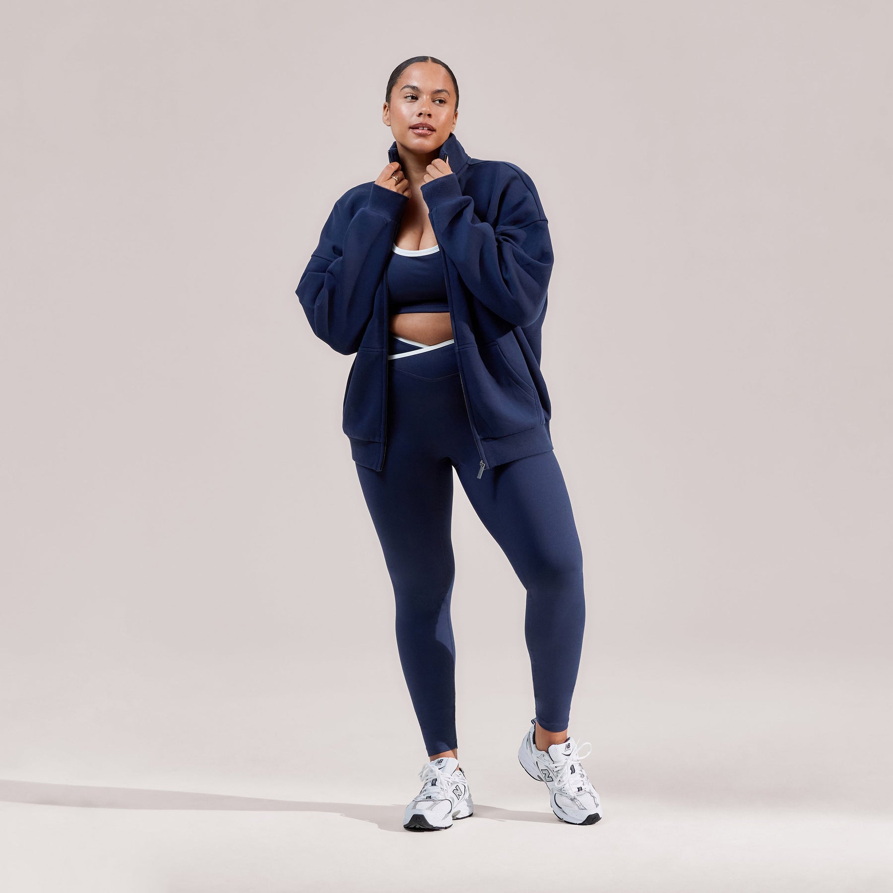 Curve ALL SZN Organic Funnel Neck Zip Through - Navy