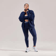 Organic Funnel Neck Zip Through - Navy
