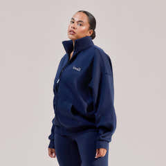 Organic Funnel Neck Zip Through - Navy