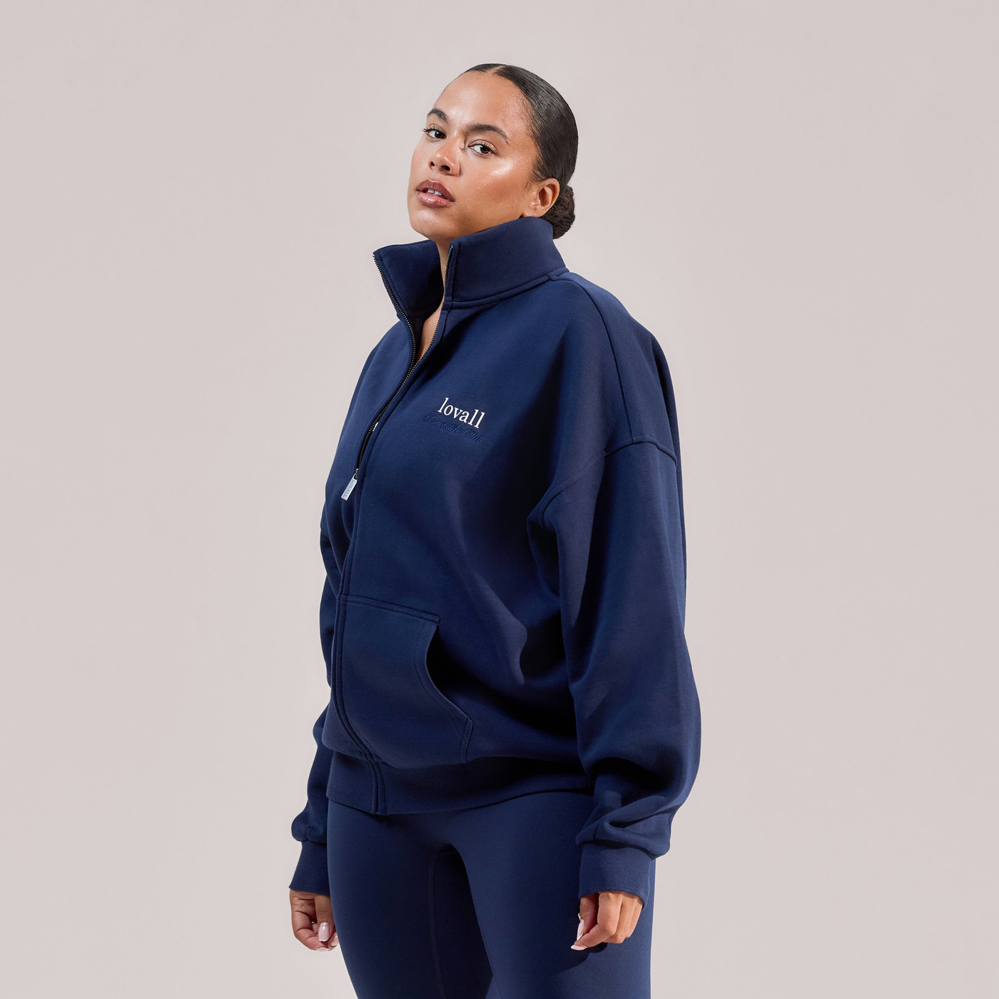 Curve ALL SZN Organic Funnel Neck Zip Through - Navy