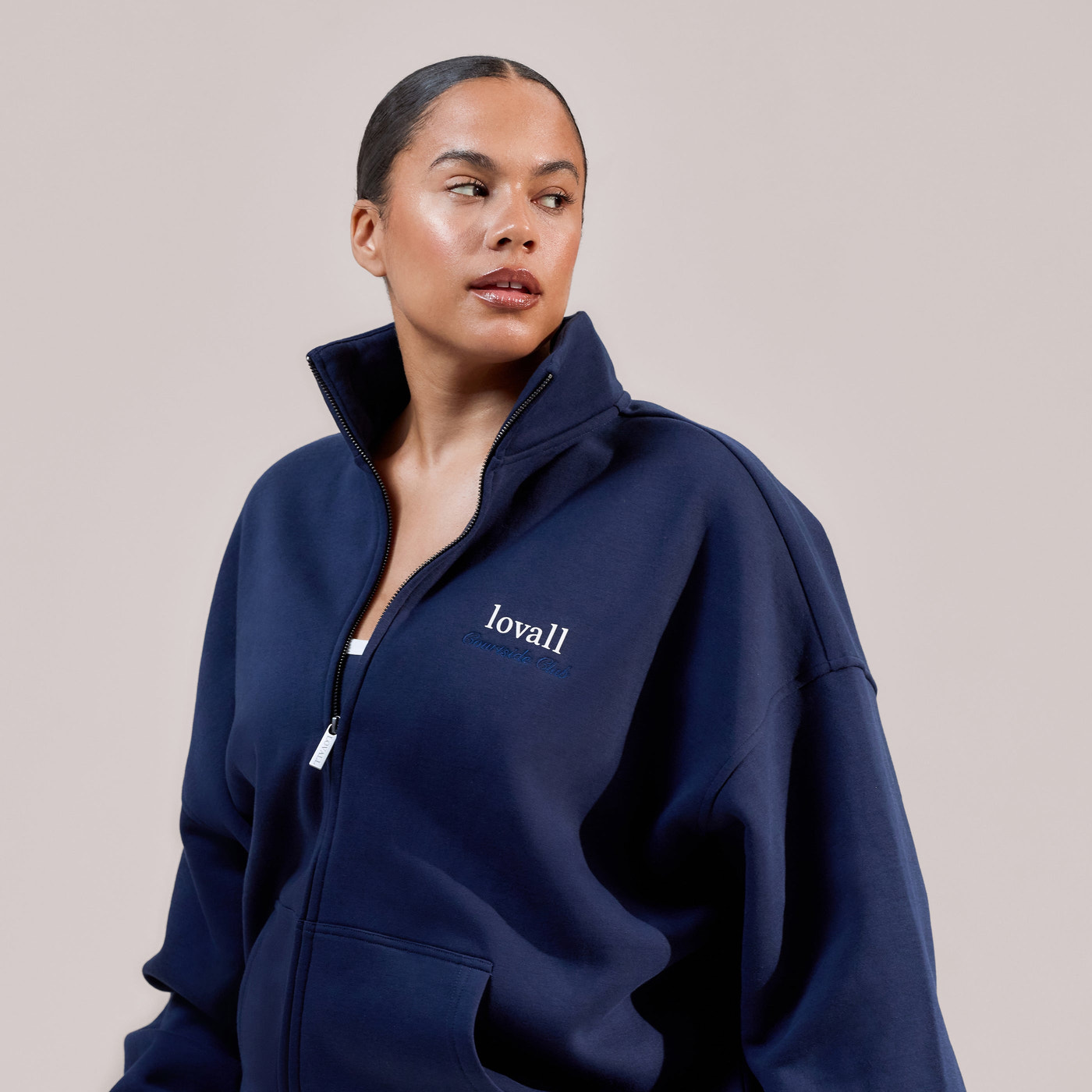 Curve ALL SZN Organic Funnel Neck Zip Through - Navy