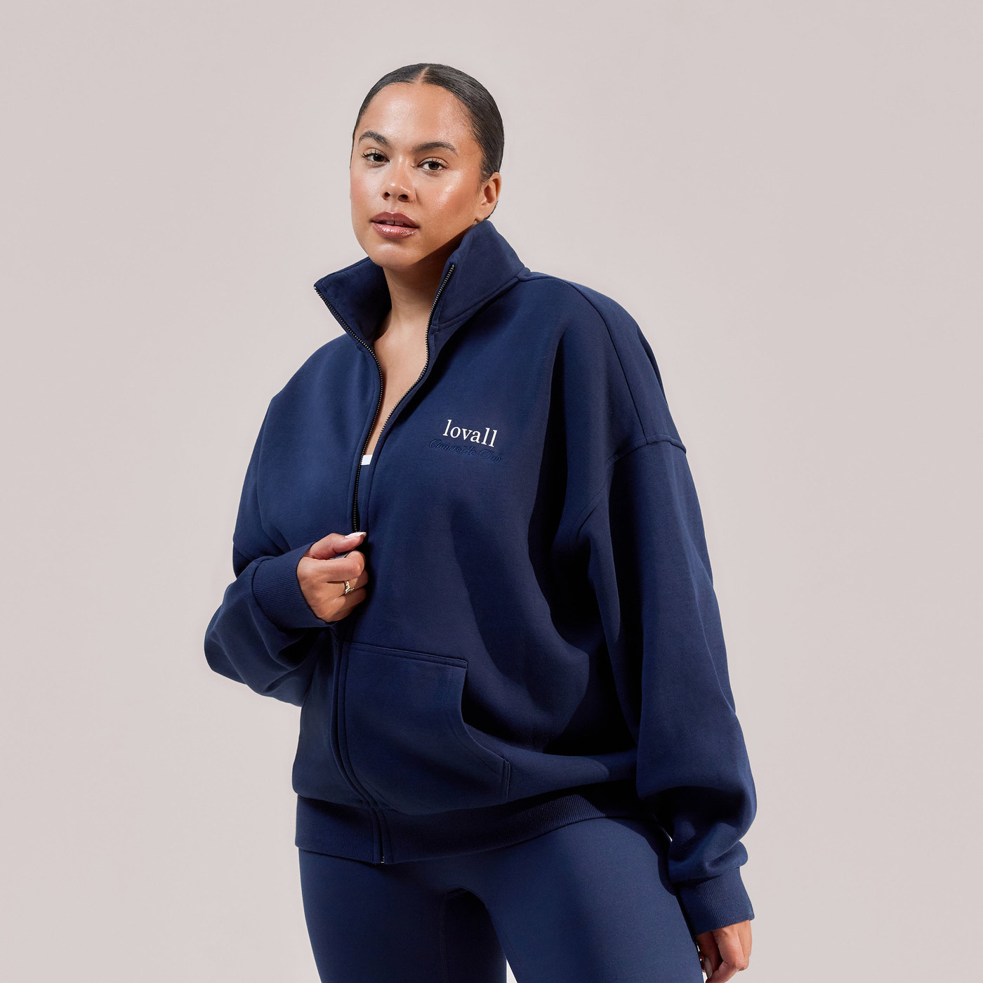 Curve ALL SZN Organic Funnel Neck Zip Through - Navy