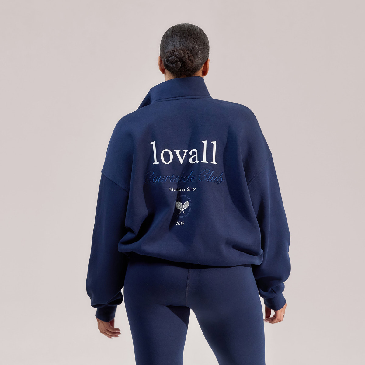 Organic Funnel Neck Zip Through - Navy