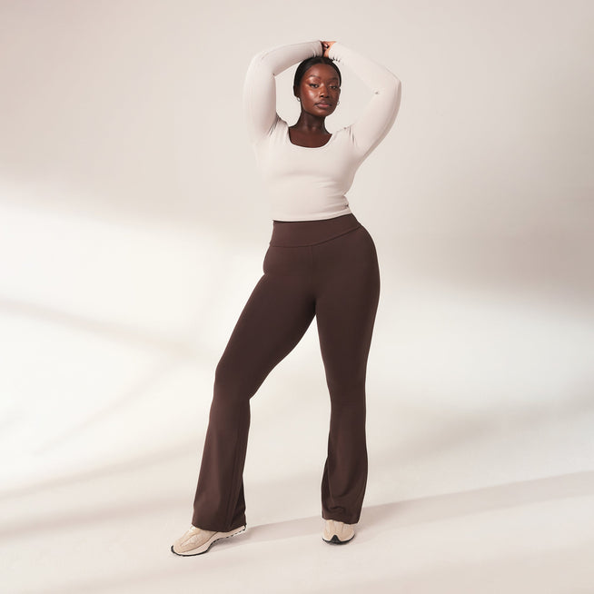 Curve lightweight Flare Leggings - Espresso Brown