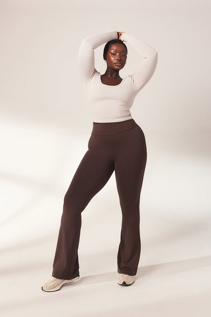 Lightweight Flare Leggings - Espresso Brown