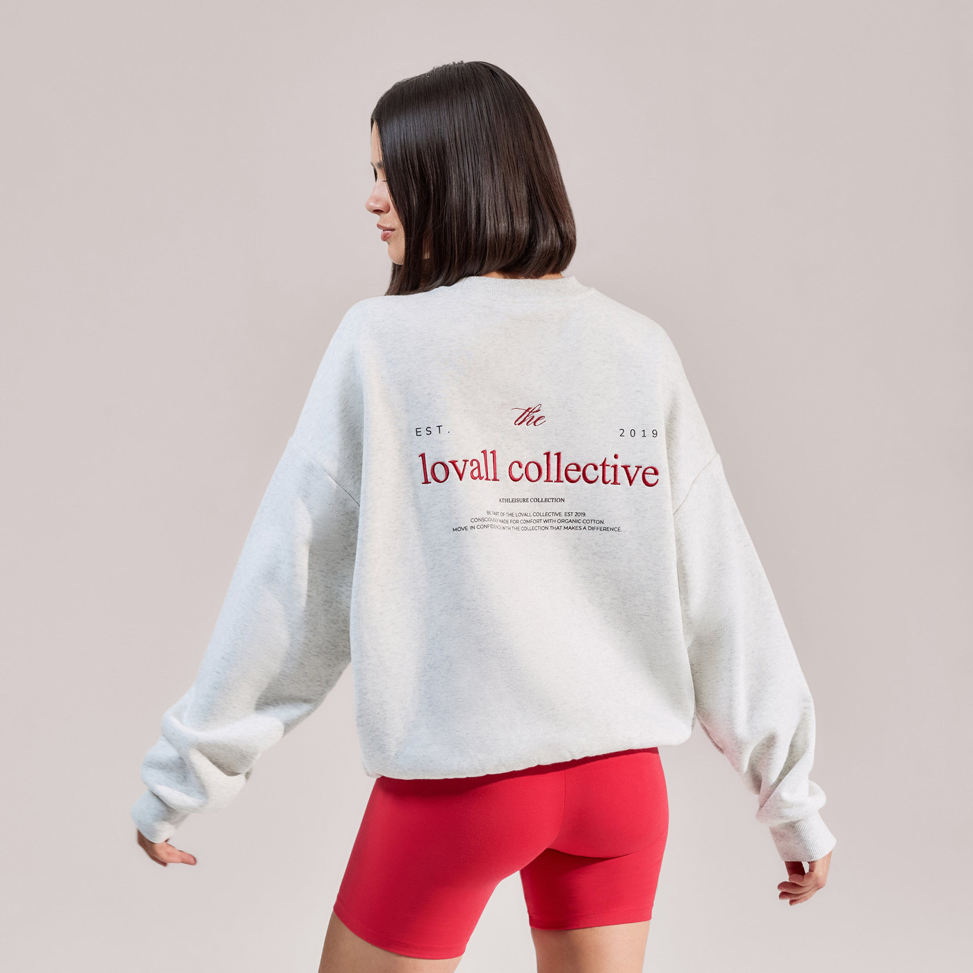 ALL SZN Organic Oversized Graphic Sweatshirt Collective 1 - Light Grey Marl