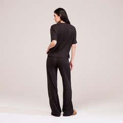 Soft Touch Wide Leg Lounge Set - Black Coffee