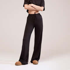 Soft Touch Wide Leg Lounge Set - Black Coffee