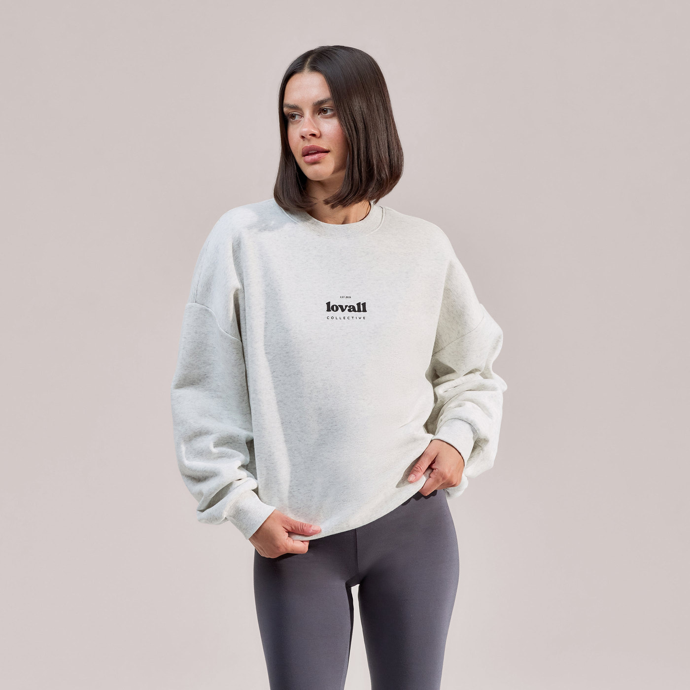 ALL SZN Organic Oversized Graphic Sweatshirt Collective 2 - Light Grey Marl