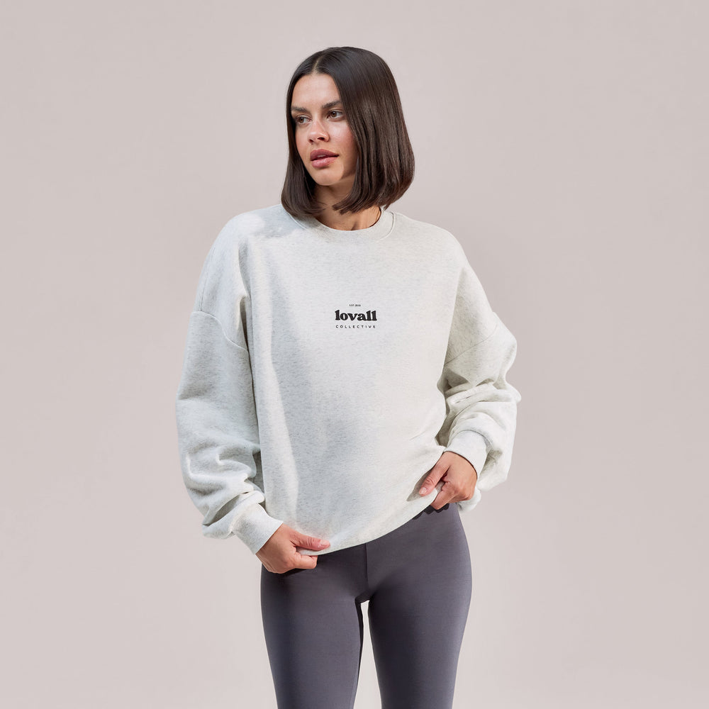 ALL SZN Organic Oversized Graphic Sweatshirt Collective 2 - Light Grey Marl