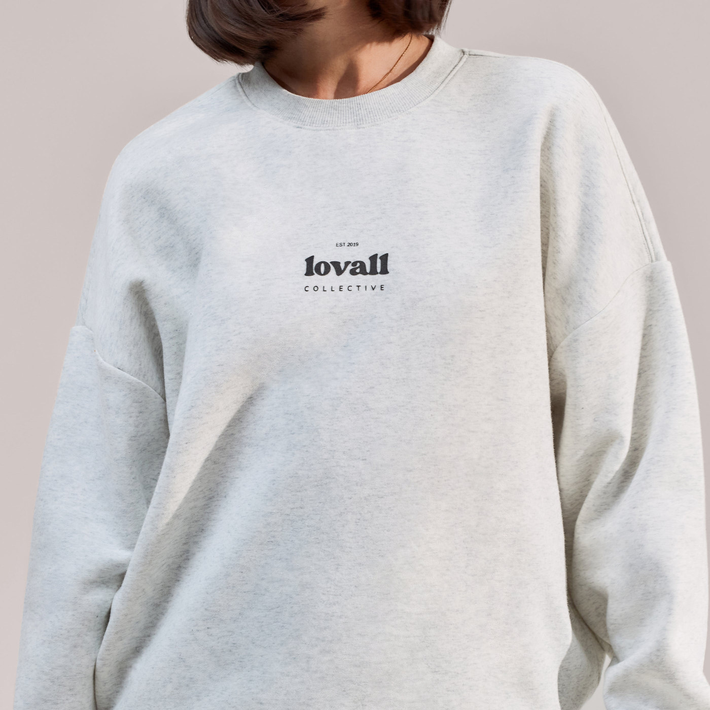 ALL SZN Organic Oversized Graphic Sweatshirt Collective 2 - Light Grey Marl
