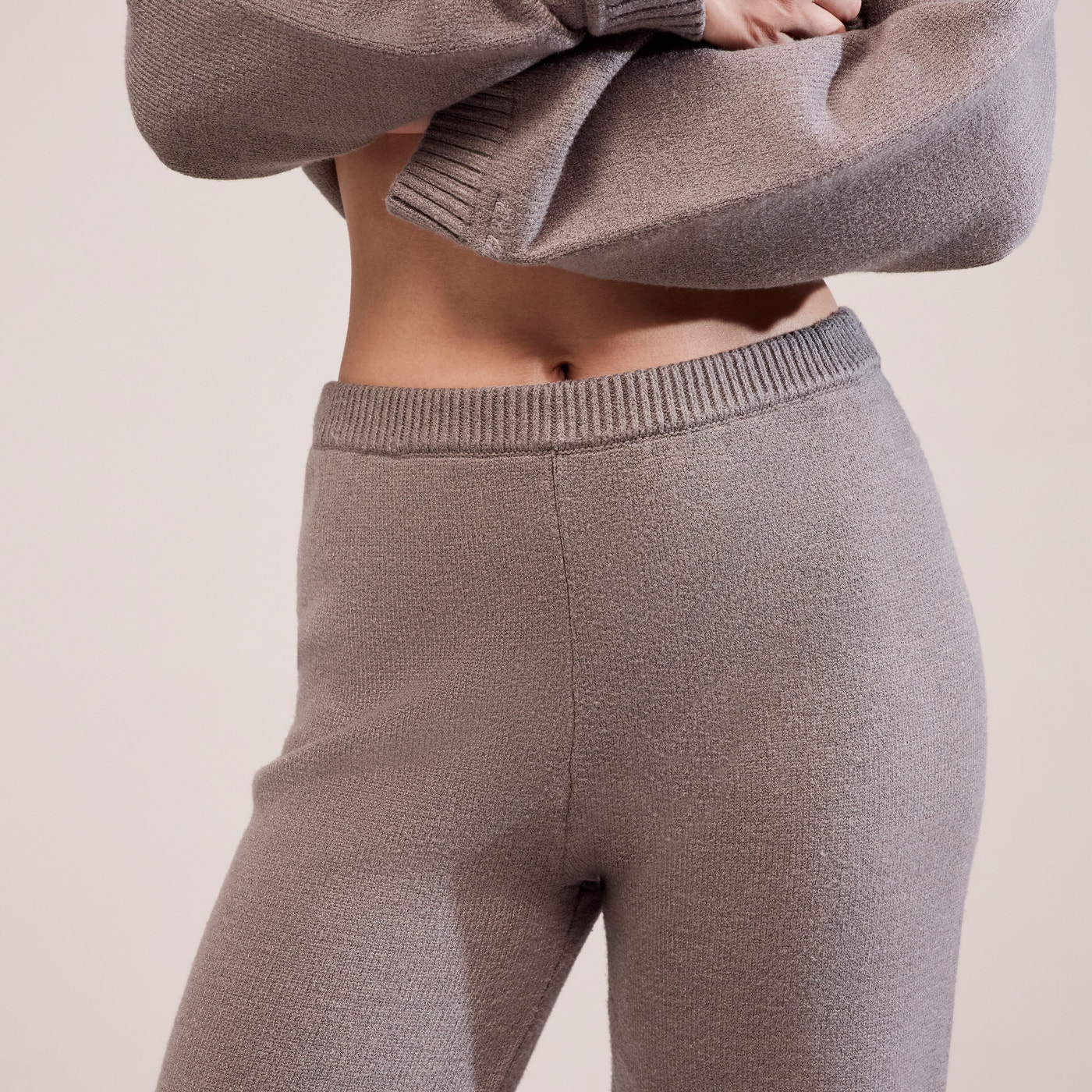 Soft Knit Wide Leg Trousers - Mocha