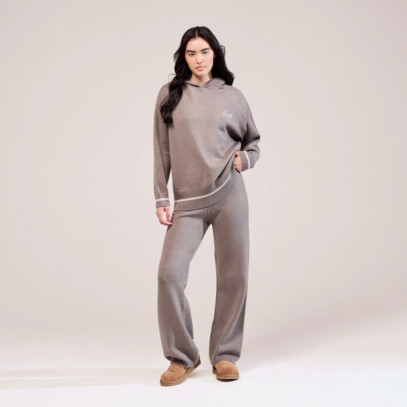 Soft Knit Hooded Jumper - Mocha