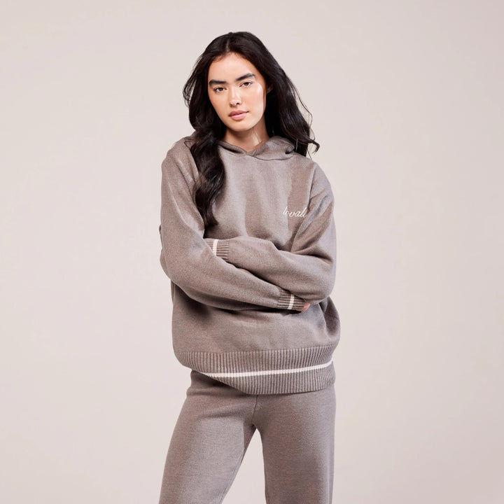 Soft Knit Hooded Jumper - Mocha