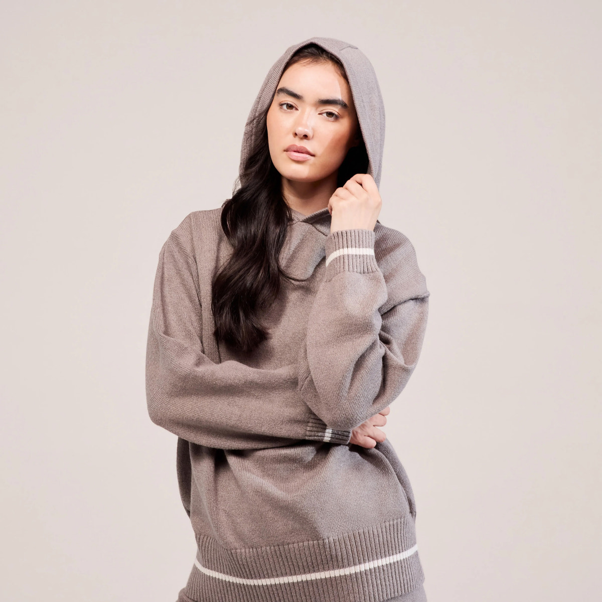 Soft Knit Hooded Jumper - Mocha