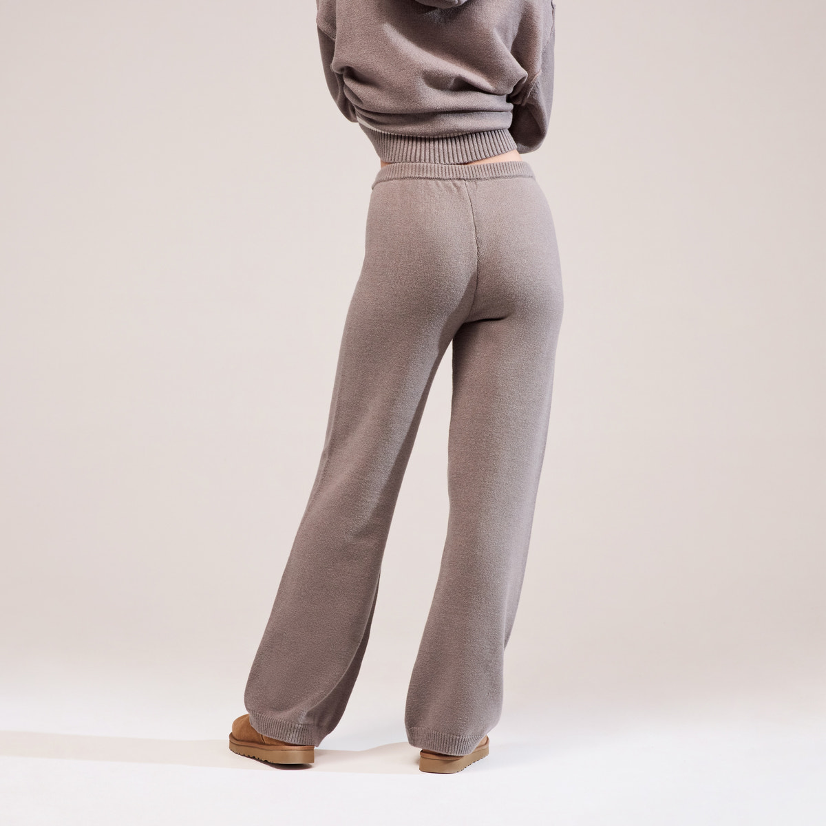 Soft Knit Wide Leg Trousers - Mocha