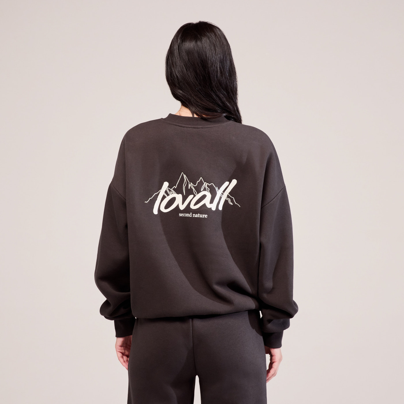 Organic Oversized Sweatshirt Landscape - Black Coffee