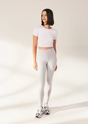 Curve Lightweight Everyday High Waisted Leggings - Light Grey Marl