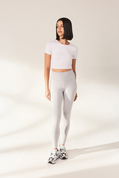 Curve Lightweight Everyday High Waisted Leggings - Light Grey Marl