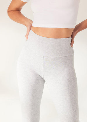 Curve Lightweight Everyday High Waisted Leggings - Light Grey Marl