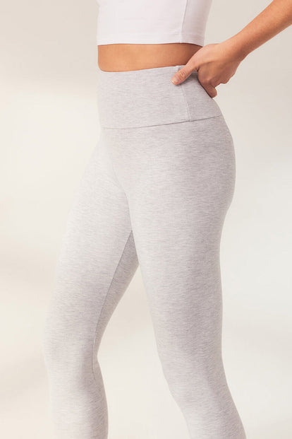 Lightweight Everyday High Waisted Leggings - Light Grey Marl