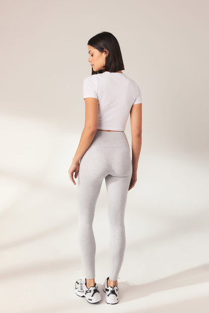 Curve Lightweight Everyday High Waisted Leggings - Light Grey Marl